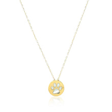 Load image into Gallery viewer, 14k Yellow Gold Necklace with Dog Paw Print Symbol in Mother of Pearl
