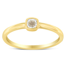 Load image into Gallery viewer, 14K Yellow Gold Plated .925 Sterling Silver 1/20 Carat Diamond Square Cushion-Shaped Miracle Set Petite Fashion Promise Ring (J-K Color, I1-I2 Clarity) - Size 6
