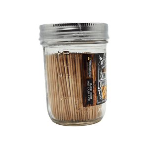BiteMyWood 600 Cinnamon Wooden Toothpicks in Decorative Glass Jars with Lid