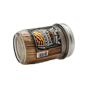 BiteMyWood 600 Cinnamon Wooden Toothpicks in Decorative Glass Jars with Lid