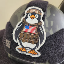 Load image into Gallery viewer, Arctic Warfare: Fully Embroidered Tactical Penguin Patch with US Flag
