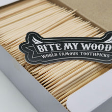 Load image into Gallery viewer, 1000 Qty Double Point Birchwood Toothpicks In Cardboard Reusable Box BiteMyWood Brand
