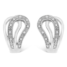Load image into Gallery viewer, .925 Sterling Silver Pave-Set Diamond Accent Horseshoe Hoop Earring (I-J Color, I1-I2 Clarity)
