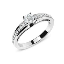 Load image into Gallery viewer, 14K White Gold 1/2 Cttw Diamond Solitaire Pave Set Engagement Ring (G-H Color, VS2-SI1 Clarity) - Size 7
