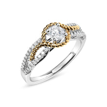Load image into Gallery viewer, 14K Two-Toned Gold Diamond 3/8 Cttw Diamond Split Shank and Beaded Halo Engagement Ring (G-H Color, VS2-SI1 Clarity) - Size 7
