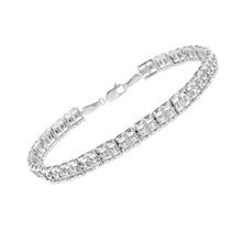 Load image into Gallery viewer, .925 Sterling Silver 1/10 Cttw Diamond Double-Link 7" Rolex Tennis Bracelet (I-J Color, I3 Clarity)
