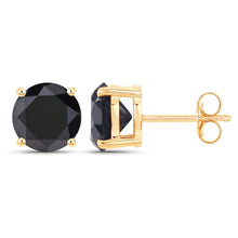 Load image into Gallery viewer, 4.12 Carat Genuine Black Diamond 14K Yellow Gold Earrings
