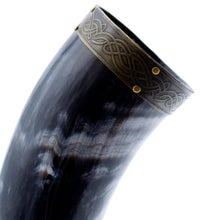 Load image into Gallery viewer, Curved Drinking Horn Bundle with Stand &amp; Holster
