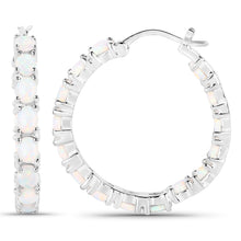 Load image into Gallery viewer, 2.05 Carat Genuine Created Opal .925 Sterling Silver Earrings

