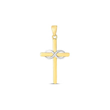 Load image into Gallery viewer, 14k Two Tone Gold High Polish Diamond Cut Cross Pendant

