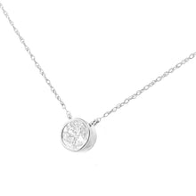 Load image into Gallery viewer, AGS Certified 10K White Gold 1/5 Cttw Bezel Set Round Diamond Solitaire 16-18" Adjustable Pendant Necklace (H-I Color, SI1-SI2 Clarity)
