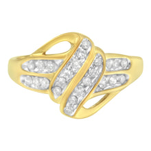 Load image into Gallery viewer, 10K Yellow Gold Plated .925 Sterling Silver 1.0 Cttw Diamond Flower Cluster Open Halo Floral Ring (J-K Color, I2-I3 Clarity) - Size 6
