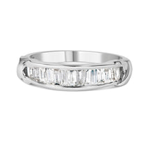 Load image into Gallery viewer, .925 Sterling Silver 1/2 Cttw Baguette Cut Diamond Channel Set X-Station Wedding Ring (H-I Color, I1-I2 Clarity) - Size 6-1/2
