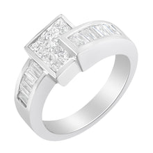 Load image into Gallery viewer, 14K White Gold Princess and Baguette-cut Diamond Ring (1 1/3 Cttw, G-H Color, SI2-I1 Clarity) - Size 6-3/4
