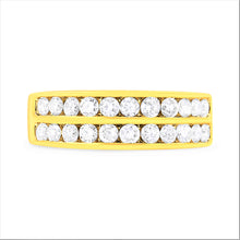 Load image into Gallery viewer, 10K Yellow Gold Two-Row Diamond Band Ring (1 Cttw, J-K Color, I1-I2 Clarity) - Size 6
