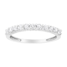 Load image into Gallery viewer, .925 Sterling Silver 1/2 cttw Shared Prong-Set Brilliant Round-Cut Diamond 11 Stone Band Ring (I-J Color, SI2-I1 Clarity) - Size 7

