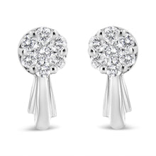 Load image into Gallery viewer, 14K White Gold 3/4 Cttw Diamond Floral Cluster Drop and Dangle Stud Earrings (H-I Color, I1-I2 Clarity)
