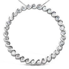 Load image into Gallery viewer, .925 Sterling Silver 3/4 Cttw Round Diamond Spiral Curved Circle Pendant 18" Necklace (I-J Color, I3 Clarity)
