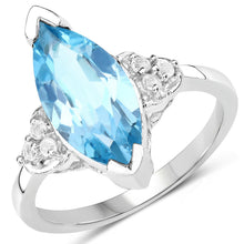 Load image into Gallery viewer, 3.78 Carat Genuine Swiss Blue Topaz and White Topaz .925 Sterling Silver Ring
