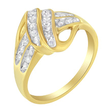 Load image into Gallery viewer, 10K Yellow Gold Plated .925 Sterling Silver 1.0 Cttw Diamond Flower Cluster Open Halo Floral Ring (J-K Color, I2-I3 Clarity) - Size 6
