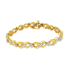 Load image into Gallery viewer, 10K Yellow Gold Round-Cut Diamond Infinite Love Bracelet (1.00 cttw, I-J Color, I2-I3 Clarity)
