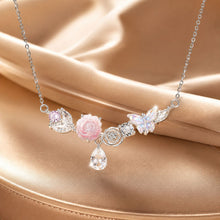 Load image into Gallery viewer, 925 Sterling Silver Necklace with CZ &amp; Resin Pendant, 18x39mm, Plated with White Gold
