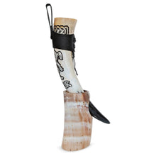 Load image into Gallery viewer, Curved Drinking Horn Bundle with Stand &amp; Holster
