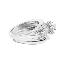Load image into Gallery viewer, 14K White Gold 1.0 Cttw Round and Baguette Diamond Cluster Bridal Set

