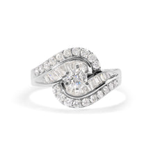 Load image into Gallery viewer, 14K White Gold 1.00 Cttw Round and Baguette cut Diamond Swirl Cocktail Ring (H-I Color, SI2-I1 Clarity) - Ring Size 7
