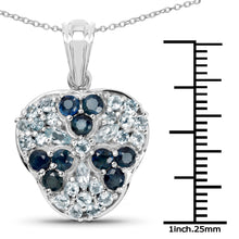 Load image into Gallery viewer, 2.73 Carat Genuine Blue Sapphire and Aquamarine .925 Sterling Silver Pendant
