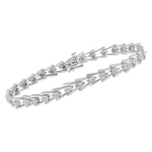 Load image into Gallery viewer, .925 Sterling Silver 1/4 cttw Miracle Set Diamond Sleek and Open "V"Bracelet (I-J Color, I3 Clarity) -7.5"
