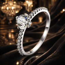 Load image into Gallery viewer, 925 Sterling Silver Plated Platinum 0.60 Carat Zircon Ring Size 6 for Women
