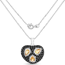 Load image into Gallery viewer, 3.19 Carat Genuine Citrine and Black Spinel .925 Sterling Silver Pendant
