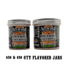Load image into Gallery viewer, BiteMyWood Flavored Birchwood Toothpicks in Plastic Jars - Available in 2 Sizes
