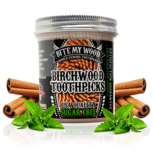 Load image into Gallery viewer, BiteMyWood Flavored Birchwood Toothpicks in Plastic Jars - Available in 2 Sizes
