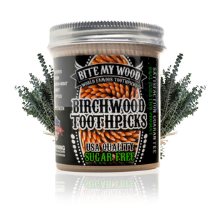 BiteMyWood Flavored Birchwood Toothpicks in Plastic Jars - Available in 2 Sizes