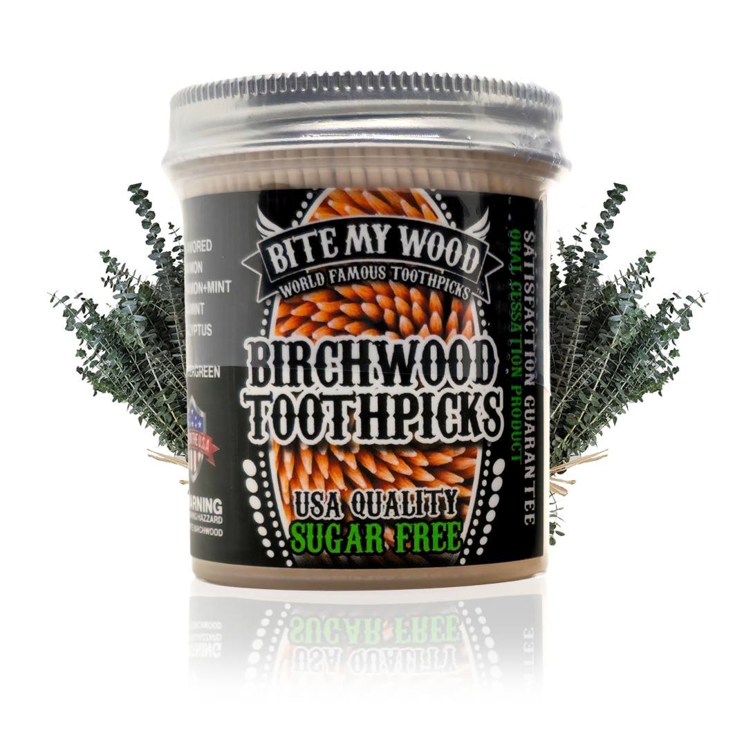 450 Qty BiteMyWood Flavored Birchwood Toothpicks in Plastic Jars