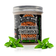 Load image into Gallery viewer, BiteMyWood Flavored Birchwood Toothpicks in Plastic Jars - Available in 2 Sizes
