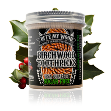 Load image into Gallery viewer, BiteMyWood Flavored Birchwood Toothpicks in Plastic Jars - Available in 2 Sizes
