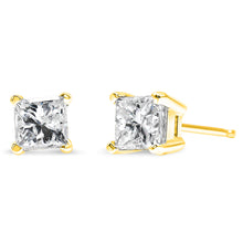 Load image into Gallery viewer, 14K Yellow Gold 1/5 Cttw Princess-Cut Square Near Colorless Diamond Classic 4-Prong Solitaire Stud Earrings (I-J Color, I2-I3 Clarity)
