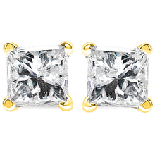 Load image into Gallery viewer, 14K Yellow Gold 1/5 Cttw Princess-Cut Square Near Colorless Diamond Classic 4-Prong Solitaire Stud Earrings (I-J Color, I2-I3 Clarity)
