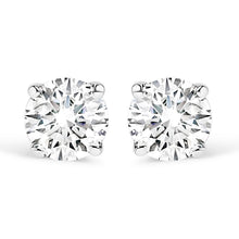 Load image into Gallery viewer, AGS Certified 14K White Gold 1.0 cttw 4-Prong Set Brilliant Round-Cut Solitaire Diamond Push Back Stud Earrings (G-H Color, I1-I2 Clarity)
