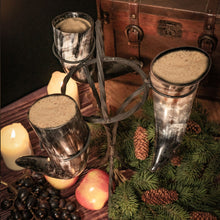 Load image into Gallery viewer, Drinking Horn Set (3) with Iron Stand
