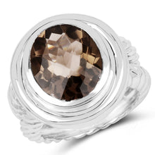 Load image into Gallery viewer, 6.59 Carat Genuine Smoky Quartz .925 Sterling Silver Ring
