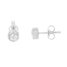Load image into Gallery viewer, 10K White Gold 0.30 Cttw Round Brilliant-Cut Near Colorless Diamond Bezel-Set Stud Earrings (H-I Color, I1-I2 Clarity)
