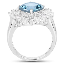 Load image into Gallery viewer, 5.19 Carat Genuine London Blue Topaz &amp; White Topaz .925 Sterling Silver Ring
