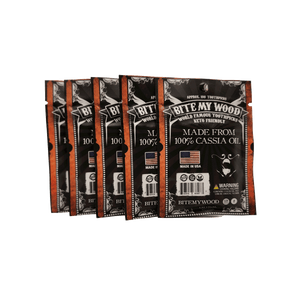 BiteMyWood Cinnamon Birchwood Toothpicks in Resealable Bag 100qty 5 Pack