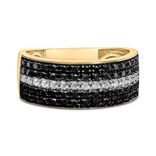 Load image into Gallery viewer, Men's 14K Yellow Gold Plated .925 Sterling Silver 1.00 Cttw White and Black Diamond Cluster Ring
