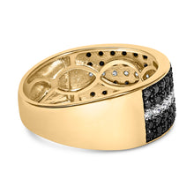 Load image into Gallery viewer, Men's 14K Yellow Gold Plated .925 Sterling Silver 1.00 Cttw White and Black Diamond Cluster Ring
