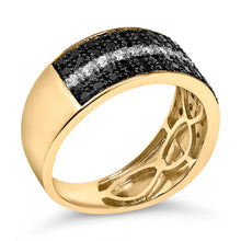 Load image into Gallery viewer, Men's 14K Yellow Gold Plated .925 Sterling Silver 1.00 Cttw White and Black Diamond Cluster Ring
